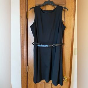Style & Co black knee length dress with leather belt Sleeveless